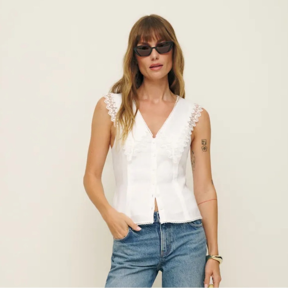 NWT Reformation Melodie Linen Top